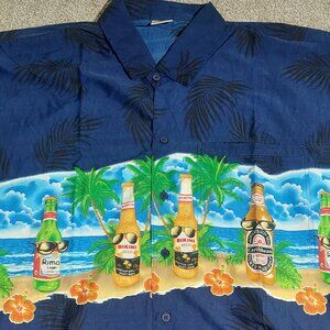 Rima all over print SS button front shirt Beer bottles XXL